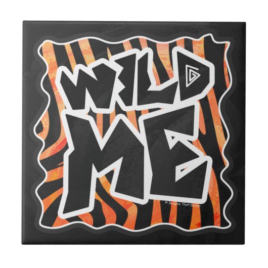 Schwarz und Orange Wild Me Zebra Fliese (Vorderseite)