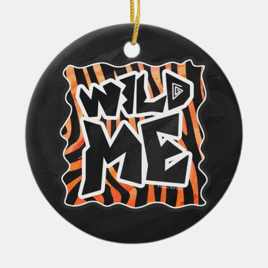 Schwarz und Orange Wild Me Zebra Keramikornament (Vorne)