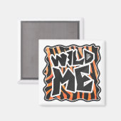 Schwarz und Orange Wild Me Zebra Magnet (Vorderseite/Rückseite)