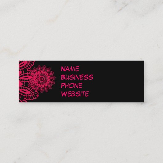 Schwarz-und Pink-pinkfarbener Mini Visitenkarte (Vorderseite)