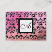SCHWARZ- UND PINKSILK-DAMASK-SQUARE-MONOGRAMM VISITENKARTE (Rückseite)