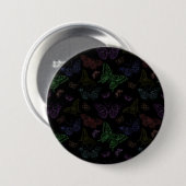 Schwarz- und Regenbogenfarbene Schmetterlinge Button (Vorne & Hinten)