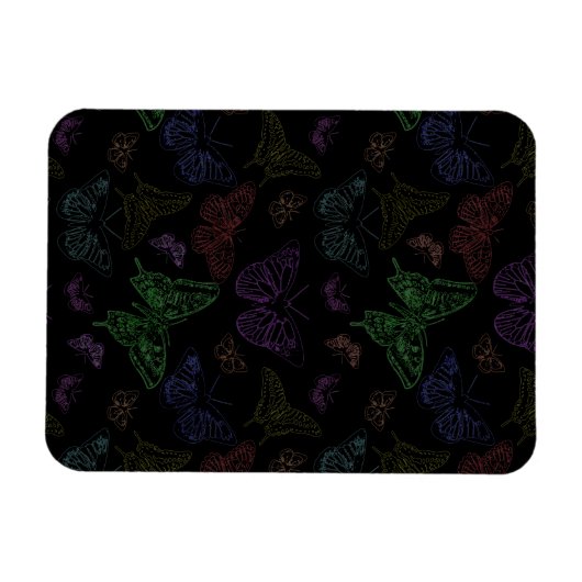 Schwarz- und Regenbogenfarbene Schmetterlinge Magnet (Horizontal)