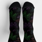 Schwarz- und Regenbogenfarbene Schmetterlinge Socken (Oben)