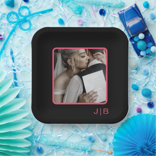 Schwarz und Rosa anpassbar Pappteller (Party)