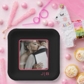 Schwarz und Rosa anpassbar Pappteller (Party)