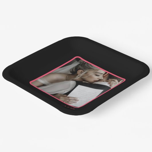 Schwarz und Rosa anpassbar Pappteller (Gewinkelt)