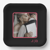 Schwarz und Rosa anpassbar Pappteller (Vorderseite)