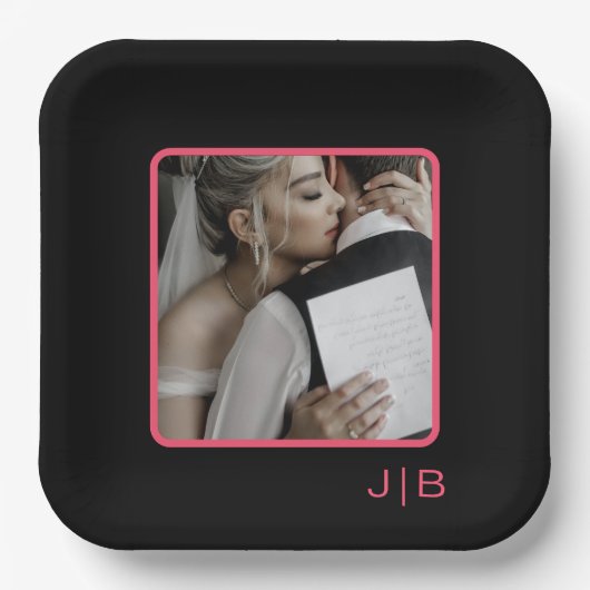 Schwarz und Rosa anpassbar Pappteller (Vorderseite)