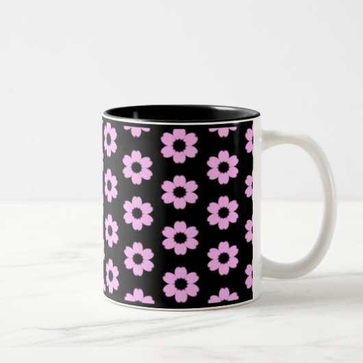 Schwarz-und Rosa-Blumenkaffee-Tasse Zweifarbige Tasse (Rechts)
