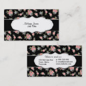 Schwarz-und Rosa-BlumenRosenmuster Visitenkarte (Vorne/Hinten)