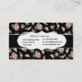 Schwarz-und Rosa-BlumenRosenmuster Visitenkarte (Rückseite)