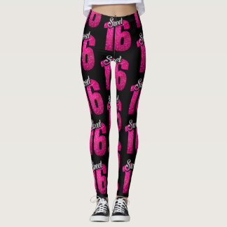 Schwarz-und Rosa-"Bonbon 16" Leggings