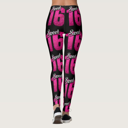 Schwarz-und Rosa-"Bonbon 16" Leggings (Rückseite)
