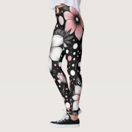 Schwarz und Rosa Chic Noir Blooms Leggings