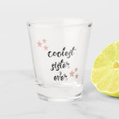 Schwarz und Rosa Coole Schwester aller Zeiten Schnapsglas (Vorderseite)