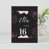 Schwarz und Rosa Einladung (Stehend Vorderseite)