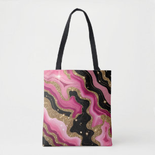 Schwarz und rosa Gold Achat Tasche