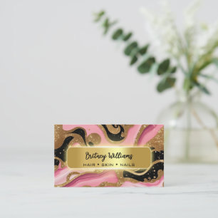 Schwarz und rosa Gold Achat Visitenkarte