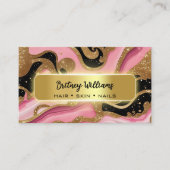 Schwarz und rosa Gold Achat Visitenkarte (Vorderseite)