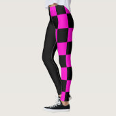 Schwarz und Rosa Halbzeit und halbe Schachbrett Leggings (Links)