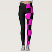 Schwarz und Rosa Halbzeit und halbe Schachbrett Leggings (Vorderseite)