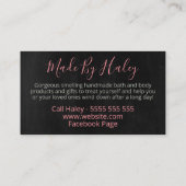 Schwarz und Rosa Handmade Wellness-Center Bath & B Visitenkarte (Rückseite)
