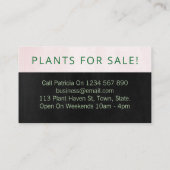 Schwarz und Rosa hausgemachte Sukkuline Pflanze Visitenkarte (Rückseite)