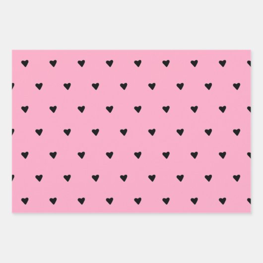 Schwarz und Rosa Niedliche, farbige Herzen Minimal Geschenkpapier Set (Vorderseite 2)