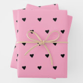 Schwarz und Rosa Niedliche, farbige Herzen Minimal Geschenkpapier Set (Beispiel)