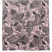 Schwarz und rosa Paisley Duschvorhang (Vorderseite)