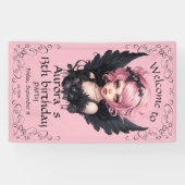 Schwarz und Rosa Pastellfarben Goth Fairy 13. Gebu Banner (Horizontal)