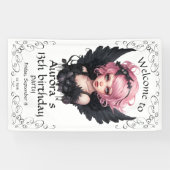 Schwarz und Rosa Pastellfarben Goth Fairy 13. Gebu Banner (Horizontal)