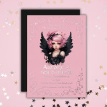 Schwarz und Rosa Pastellfarben Goth Fairy 13. Gebu