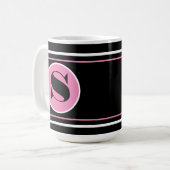 Schwarz und Rosa personalisieren Moderne Monogramm Kaffeetasse (Vorderseite Links)