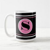 Schwarz und Rosa personalisieren Moderne Monogramm Kaffeetasse (Links)