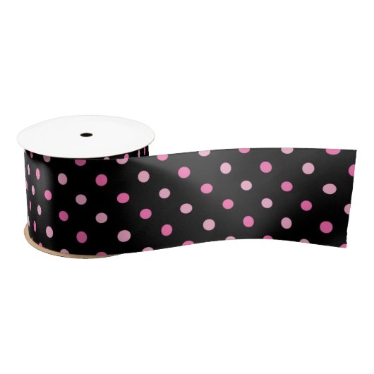 Schwarz und Rosa Polka Dot Birthday Satinband (Spule)