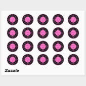 Schwarz und Rosa Runder Aufkleber (Blatt)