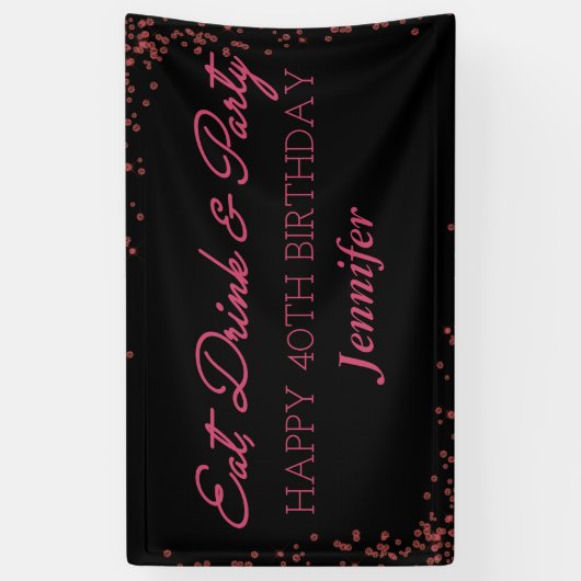Schwarz und Rosa Sparkle Erwachsene Glücklich Gebu Banner (Vertikal)