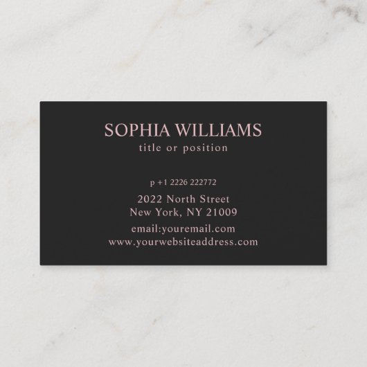 Schwarz und Rosa Visitenkarte (Rückseite)