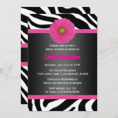 Schwarz und Rosa, Zebra Bridal Dusche Einladung (Vorne/Hinten)