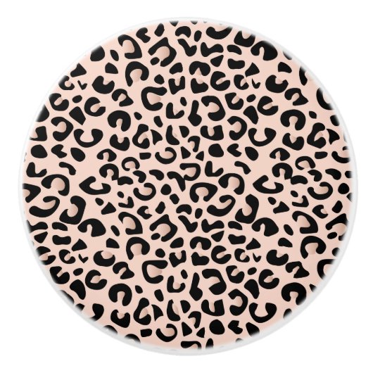 Schwarz und Rose Blush Leopard Tierdruck Keramikknauf (Vorderseite)
