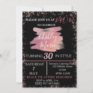 Schwarz und Rose Gold 30. Einladung