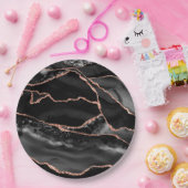 Schwarz und Rose Gold Agate Geode Formal Pappteller (Party)