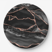 Schwarz und Rose Gold Agate Geode Formal Pappteller (Vorderseite)
