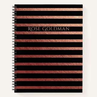 Schwarz und Rose Gold Fossil Personalisiert Notizblock