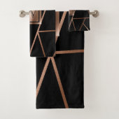 Schwarz und Rose Gold Geometric Badhandtuch Set (Insitu)