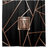 Schwarz und Rose Gold Geometric Duschvorhang (Vorderseite)