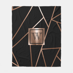 Schwarz und Rose Gold Geometric Fleecedecke