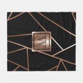 Schwarz und Rose Gold Geometric Fleecedecke (Vorderseite (Horizontal))